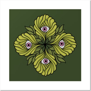 Spring Plant Botanical Fantasy - Green Kaleidoscope Posters and Art